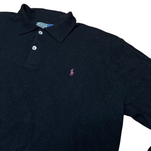 Vintage 90s Polo Lambswool Collared Sweater Pullover Large - Picture 2 of 10